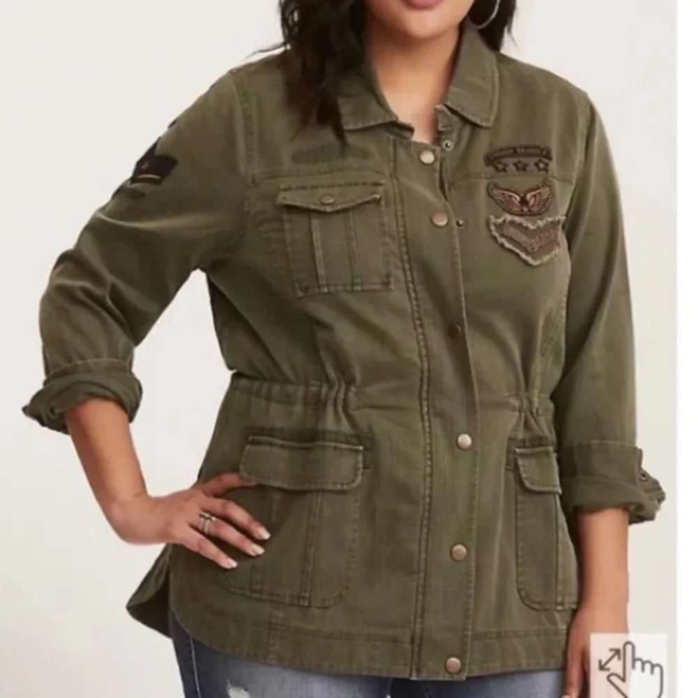 Torrid major trouble military jacket with drawstring waist size 3X